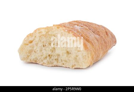 Ein Stück frisches Baguette, isoliert auf Weiß Stockfoto