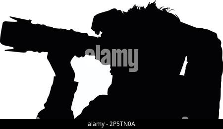 Vektorsilhouette des Fotografen isoliert auf weißem Hintergrund Stock Vektor