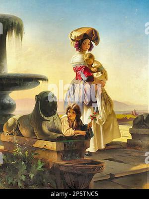 Нефф Тимолеон Карл фон - Jeune Maman - Русская школа - XIX век - Neff Timoleon Carl von - Jeune Maman - Russische Schule - 19. Jahrhundert Stockfoto