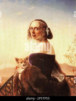 Нефф Тимолеон Карл фон - Портрет леди Баррет из Белхуса - Русская школа - XIX век - Neff Timoleon Carl von - Portrait von Lady Barrett von Belhus - Russische Schule - 19. Jahrhundert Stockfoto