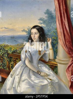 Нефф Тимолеон Карл Фон - Портрет фрейлины Александры Федоровны - Русская школа - XIX век - Neff Timoleon Carl von - Portrait of a Lady-in-waiting to Alexandra Feodorovna - Russische Schule - 19. Jahrhundert Stockfoto