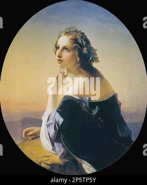 Нефф Тимолеон Карл Фон - Мечты - Русская школа - XIX век - Neff Timoleon Carl von - Reverie - Russische Schule - 19. Jahrhundert Stockfoto