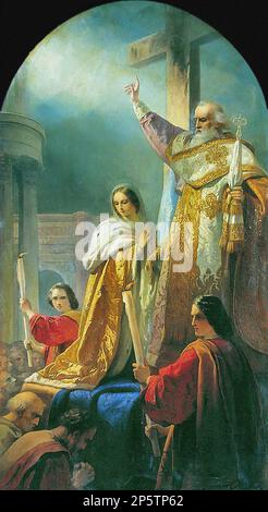 Нефф Тимолеон Карл Фон - Ставить крест - Русская школа - XIX век - Neff Timoleon Carl von - Putting a Cross - Russische Schule - 19. Jahrhundert Stockfoto