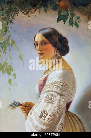 Нефф Тимолеон Карл Фон - Портрет молодой дамы - Русская школа - XIX век - Neff Timoleon Carl von - Portrait of a Young Lady - Russische Schule - 19. Jahrhundert Stockfoto