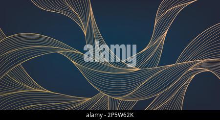 Vector abstrakte luxuriöse goldene Tapete, gewellter Kunsthintergrund, dynamische Bänder. Liniendesign für Innendesign, Textilmuster, Texturen Stock Vektor