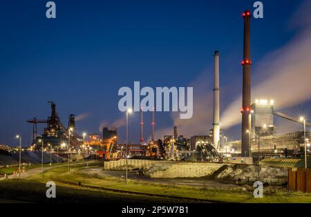 Velsen-Noord, Niederlande, 28.02.2023, Schwerindustrie bei Tata Steel, Industriestandort des multinationalen Stahlunternehmens Stockfoto