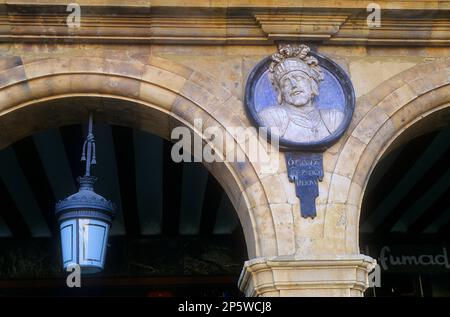 Plaza Mayor,(Main Square), Detail eines Medaillons, Salamanca, Spanien Stockfoto