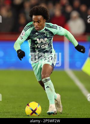 London, England, 6. März 2023. Willian von Fulham während des Premier League-Spiels im GTECH Community Stadium, London. Das Bild sollte lauten: Paul Terry/Sportimage Stockfoto