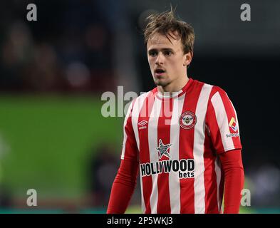 London, England, 6. März 2023. Mikel Damsgaard aus Brentford während des Premier League-Spiels im GTECH Community Stadium, London. Das Bild sollte lauten: Paul Terry/Sportimage Stockfoto