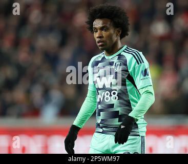 London, England, 6. März 2023. Willian von Fulham während des Premier League-Spiels im GTECH Community Stadium, London. Das Bild sollte lauten: Paul Terry/Sportimage Stockfoto