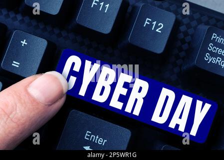 Schild mit der Aufschrift Cyber Day. Geschäftsüberblick Marketingbegriff für den Montag nach dem Thanksgiving in den USA Stockfoto