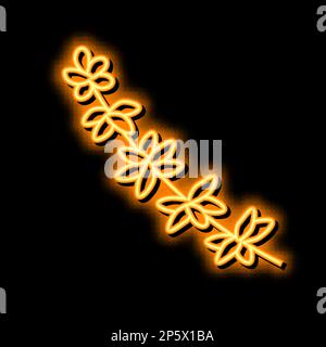 Darstellung des Symbols für Neonleuchten mit Thymian-Ast Stock Vektor