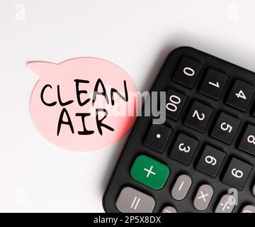 Text wird angezeigt Clean Air. Geschäftsansatz Luft, die keine schädlichen Verschmutzungen und Chemikalien enthält Stockfoto