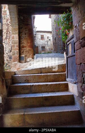 Santa Pau, Naturpark der Garrotxa, Provinz Girona. Katalonien. Spanien Stockfoto