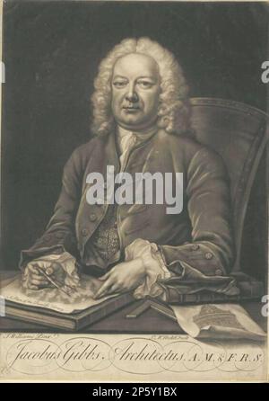 James Gibbs FRS, Architekt, James McArdell (Dublin, Irland, c.1729-1765) Stockfoto