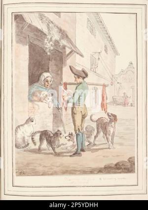 Fütterung der Katzen in Rom, Blatt aus „A Collection of Dresses by David Allan most from Nature“, David Allan (Alloa, Schottland, 1744 - 1796) 1776 Stockfoto