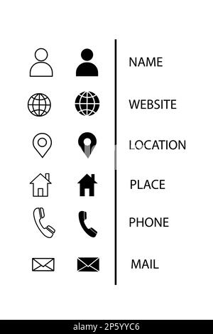 Visitenkarten-Symbol in modernem flachen Design isoliert auf weißem Hintergrund, Kontaktinformationen Vektordarstellung für Website oder mobile App Stock Vektor