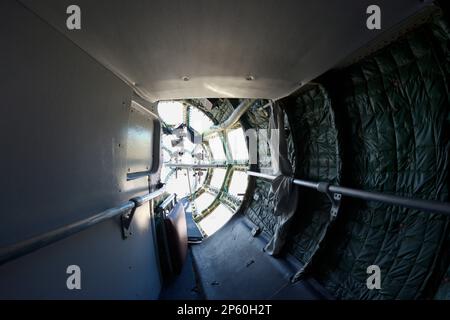 Eine Offizierskabine in Antonov und 30, Flugkartografieflugzeuge. Kiew, Ukraine. Stockfoto