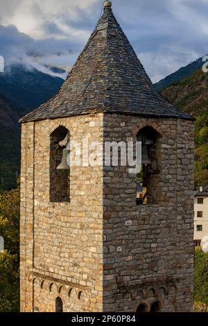 Kirche Sant Joan. Romanische Kirche. Boí.Boí Tal. Provinz Lleida.  Katalonien. Spanien Stockfoto