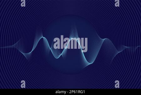 Sound Wave on Dark Background, Technologie und Erdbeben Wave Diagrammkonzept, Design für Musikstudio und Wave Function Konzept, Vector Illustration Stock Vektor