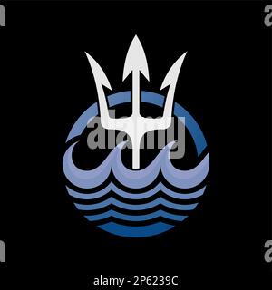 Logo-Design Grafikkonzept kreativ Abstraktes Premium-Vektormaterial Einfache einzigartige Dreizack mit Wasserwellen-Feuerflamme. Mit Yoga oder spirituell verwandt Stock Vektor