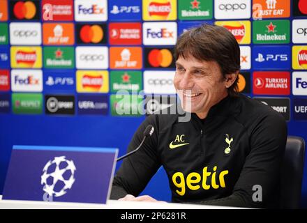 Antonio Conte, Tottenham Hotspur Manager, während einer Pressekonferenz am Hotspur Way Training Ground, London. Foto: Dienstag, 7. März 2023. Stockfoto