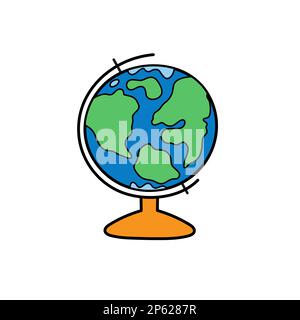 Die Welt des Planeten Erde im Cartoon-Stil. Pädagogisches Spielzeug für Kinder Stock Vektor