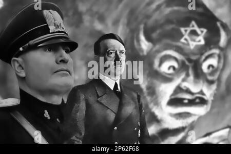 Hadolf Hitler und Benito Mussolini Protagonisten der blutigen Diktaturen, die Anfang des 20. Jahrhunderts verwüstet haben Stockfoto