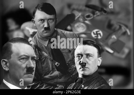 Hadolf Hitler, der Nazi-Diktator, der Protagonist der blutigen Diktatur, die die Welt Anfang des 20. Jahrhunderts verwüstet hat. Stockfoto