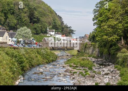 Lynmouth Dorf und Hafen, Devon, England Stockfoto