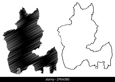 Metropolitan Borough of Dudley (Vereinigtes Königreich Großbritannien und Nordirland, Metropolitan and Ceremonial County West Midlands, England) MAP V Stock Vektor