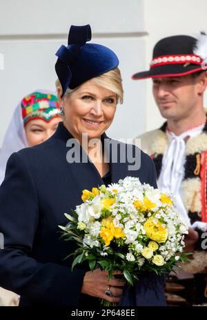 Bratislava, am 07. März 2023 kommen König Willem-Alexander und Königin Maxima der Niederlande am 07. März 2023 im Präsidentenpalast in Bratislava an, begrüßt von Frau Zuzana Caputova, Präsidentin der Slowakischen Republik und ihr Partner Juraj Rizman zur Begrüßungszeremonie anlässlich des 1. 3-tägigen Staatsbesuchs in der Slowakei Foto: Albert Nieboer/Niederlande OUT/Point de Vue OUT Stockfoto