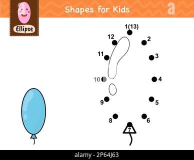 Verbinde die Punkte und zeichne ein Ballon. Punkt-zu-Punkt-Zahlenspiel für Kinder Stock Vektor