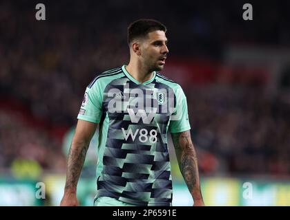 6. März 2023; GTECH Community Stadium, Brentford, London, England; Premier League Football, Brentford gegen Fulham; Aleksandar Mitrovic von Fulham Stockfoto