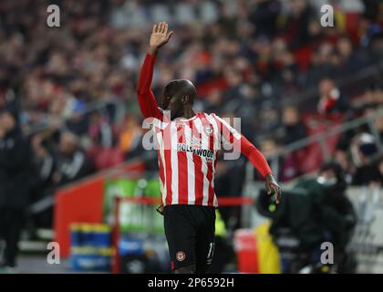 6. März 2023; GTECH Community Stadium, Brentford, London, England; Premier League Football, Brentford gegen Fulham; Yoane Wissa aus Brentford Stockfoto