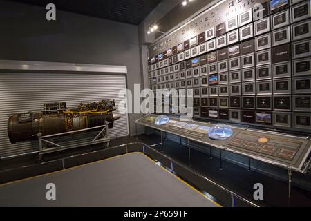 Motorausstellungen auf den Ständen. Museum der Luftfahrt. 12. Juni 2019. Kiew Ukraine Stockfoto