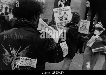 Archive 90ies: Anarchisten protestieren gegen G7-Gipfel, Lyon, Frankreich, 1996 Stockfoto