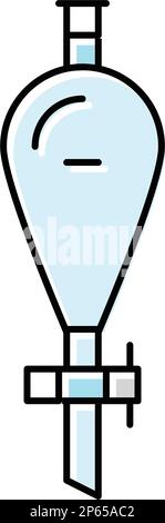 Vektordarstellung des Farbsymbols für den Scheidetrichter für chemische Glaswaren im Labor Stock Vektor