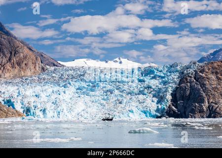 Eis, das vom South Sawyer Glacier in Tracy Arm-Fords Terror Wilderness, Südost-Alaska, Vereinigte Staaten von Amerika, Nordamerika, kalbt Stockfoto