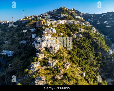 Gebäude auf dem Berg Fayfa, Provinz Jazan, Saudi-Arabien, Naher Osten Stockfoto