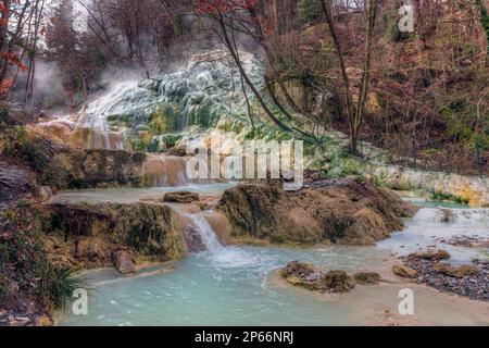 Bagno San Filippo, Val d'Orcia, Toskana, Italien Stockfoto