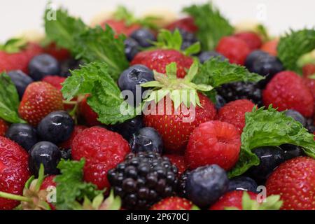 Viele sommerliche reife Beeren schließen sich Stockfoto