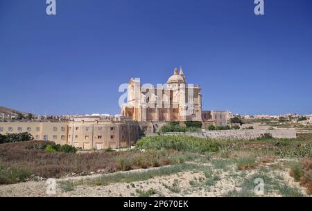 Die Basilika des Nationalschreins der Heiligen Jungfrau von Ta' Pinu in Gharb in Gozo, Republik Malta, Mittelmeer, Europa Stockfoto