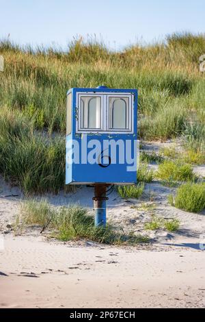 Rettungsturm am Strand von Juist, Ostfriesische Inseln, Deutschland. Stockfoto