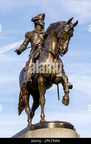 George Washington Statue in Bostons öffentlichem Garten, Boston, Massachusetts, New England, Vereinigte Staaten von Amerika, Nordamerika Stockfoto