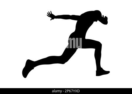 Ausführen von Finish Line Athlet runner Sprinter schwarze Silhouette Stockfoto
