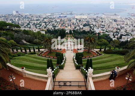 Die Bahai-Terrassen (die Hängenden Gärten von Haifa), UNESCO-Weltkulturerbe, Mount Carmel, Haifa, Israel, Naher Osten Stockfoto