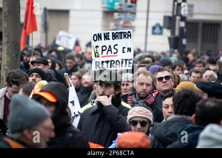 Paris, Frankreich, 7. März 2023. Streik und Volksproteste gegen Rentenreform - Jacques Julien/Alamy Live News Stockfoto