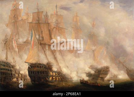 Die Schlacht von Trafalgar. John Christian Schetky. Ca. 1841. Stockfoto