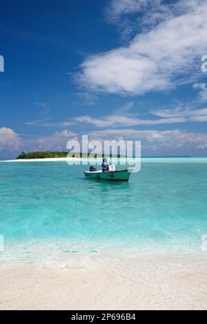 Bootsausflug zu einer Sandbank in der Nähe der Insel Fehendhoo, Malediven Stockfoto